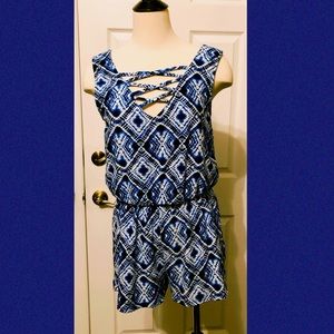 Blue and White shirts romper
